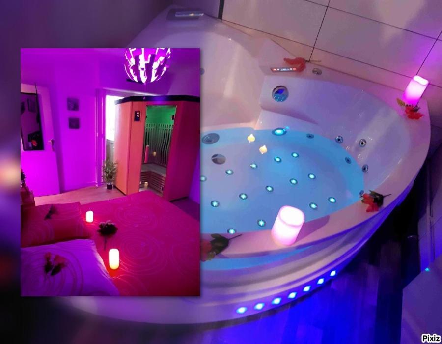 Luxe Sauna Privatif Et Grand Bain Jacuzzi A Deux A Biscarosse Plage Pour Nuit Romantique Avec Decoration Led Et Bougies بيسكاروس المظهر الخارجي الصورة